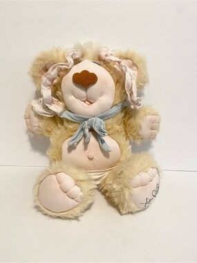 1985 Furskins Thistle Plush Baby Teddy Bear Doll With Bonnet Stuffed Animal Toy
